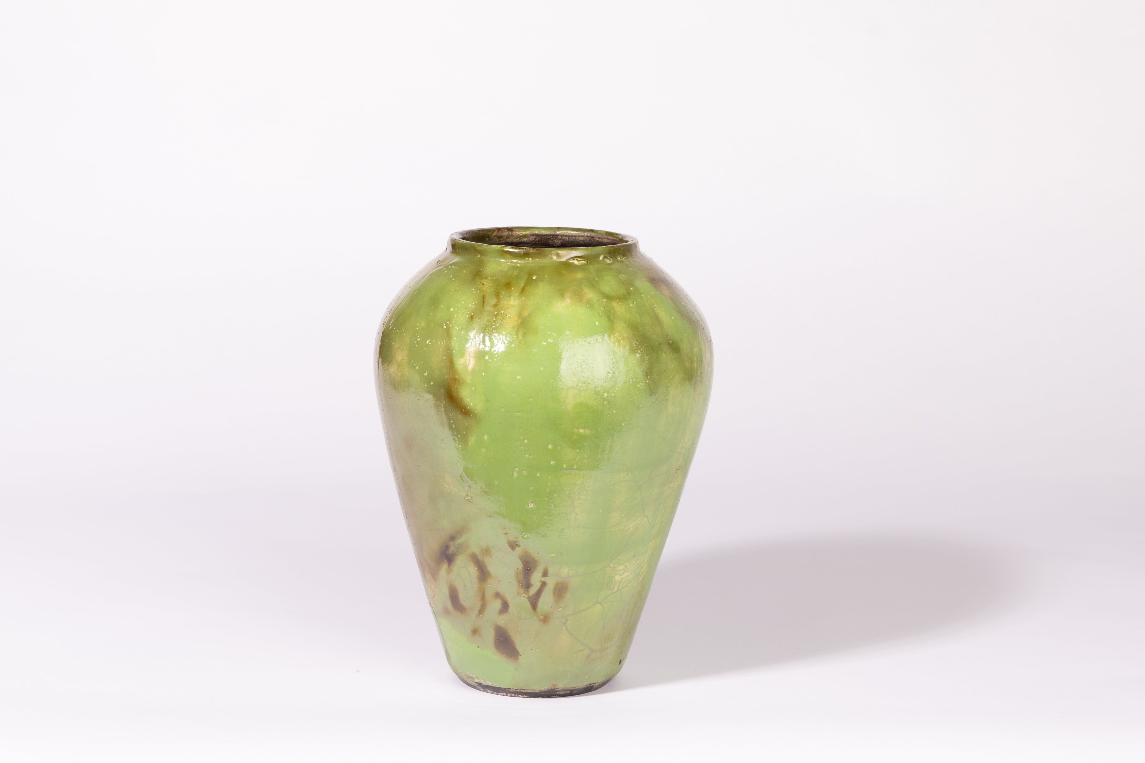 Green apple smoke raku vessel